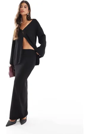 SNDYS Premium knit low rise maxi skirt co-ord in