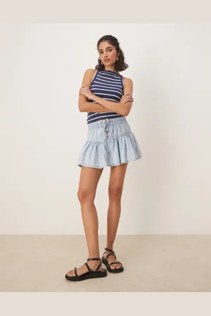 Free People Roselle denim mini skirt in light blue