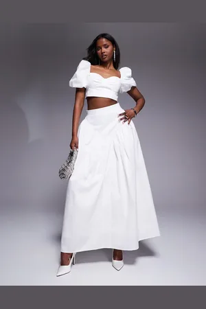 ASOS Co-ord cotton sateen exaggerated maxi skirt with bow back in