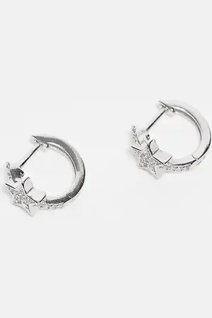 Kingsley Ryan 10mm gemset star huggie hoop earrings in sterling