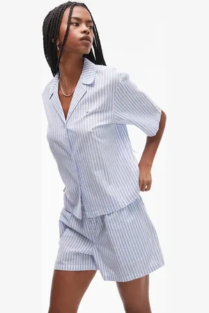 Tommy Hilfiger Linen short sleeve shirt and shorts pyjama set in stripe