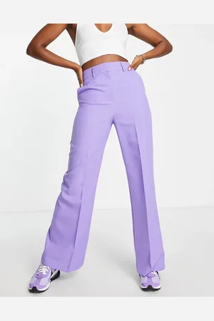 ASOS Relaxed wide leg flare trousers in lilac