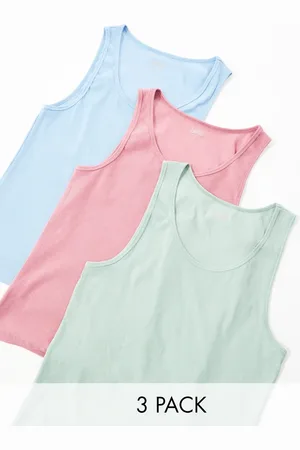 ASOS 3 pack muscle fit rib vests in multiple colours