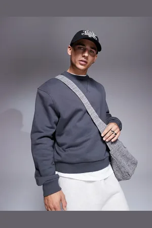 ASOS Premium heavyweight boxy cropped sweatshirt 400gsm in washed black