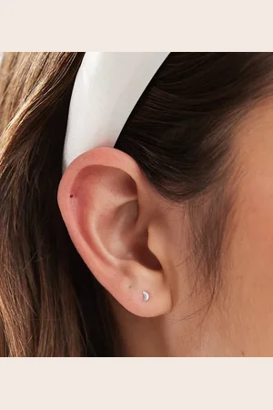 Kingsley Ryan Tiny crescent stud earrings in sterling