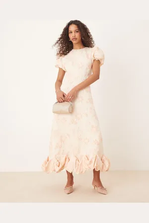 Sister Jane Puff sleeve bubble hem maxi dress in peachy floral