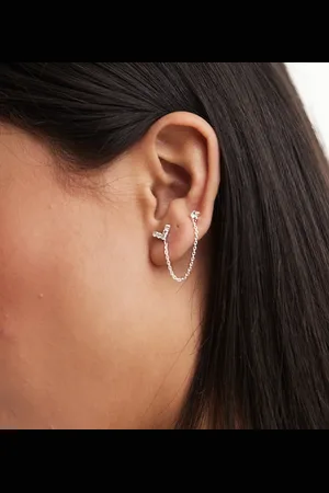 Kingsley Ryan Gemset V earrings with chain and gem in sterling