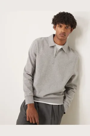 ASOS Standard fit quarter zip sweatshirt with collar in marl