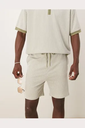 ASOS Textured striped shorts in light