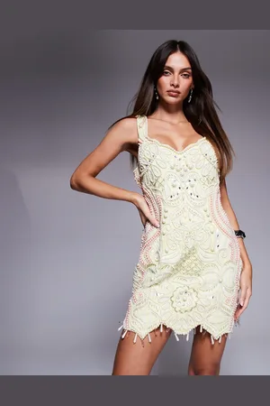 ASOS Pearl encrusted mini dress in pink and