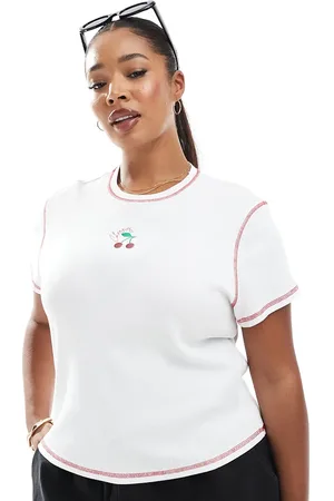 Pieces® Pieces Curve baby tee with embroidered cherry graphic in