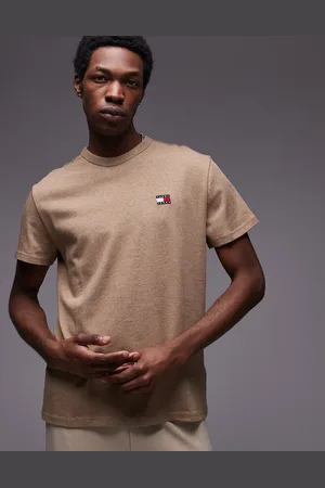 Tommy Hilfiger Regular badge logo t-shirt in beige melange