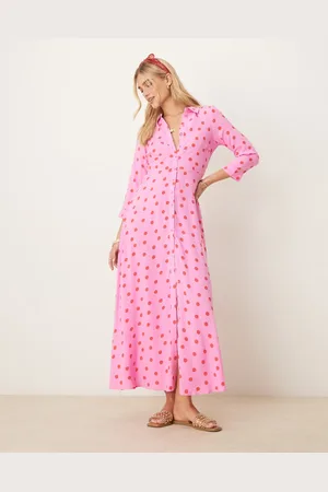 Y.A.S Maxi shirt dress in and red polka dot print