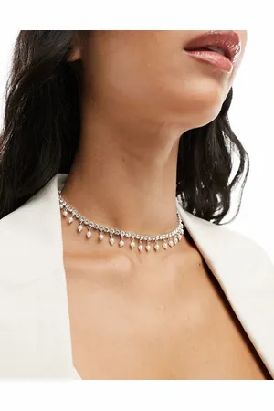 ASOS Choker necklace with crystal cupchain and faux pearl design in tone