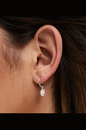 Kingsley Ryan Hoop earrings with pearl and star pendant in sterling