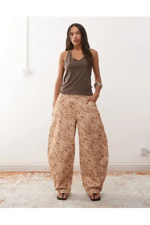 Reclaimed Barrel leg jeans in leopard print