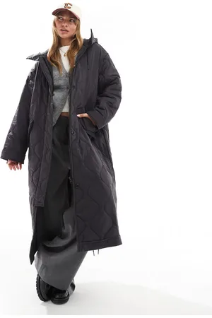 ASOS Longline quilted jacket with hood in