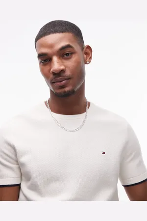 Tommy Hilfiger Tipped knitted t-shirt in off