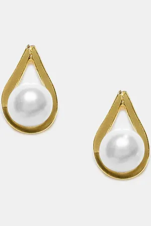 Kingsley Ryan Pearl teardrop stud earrings in plated