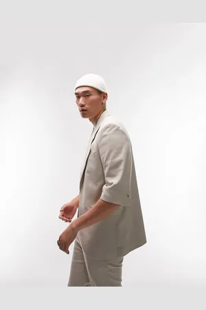 Topman Short sleeve suit blazer in stone