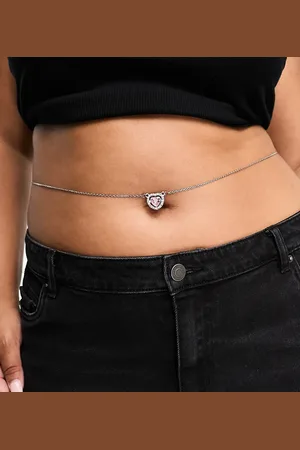 Image Gang Sweetheart stainless steel belly chain with embellished heart pendant in