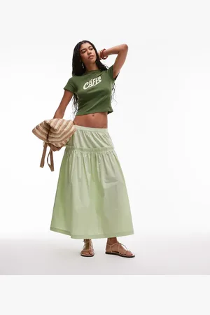 Topshop Frill poplin full skirt in