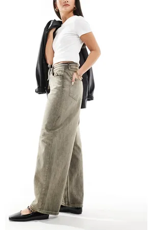 ONLY Bleecker tie waist barrel jeans in vintage washed grey