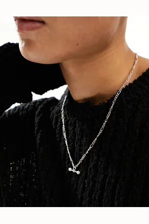WFTW Figaro chain necklace with T bar pearl pendant in