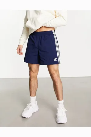 adidas Adicolor polyester 3 stripe shorter shorts in