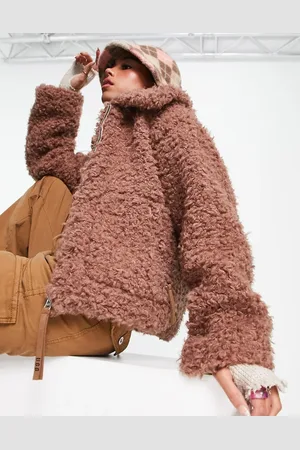 UGG Maeve sherpa zip up jacket in chestnut