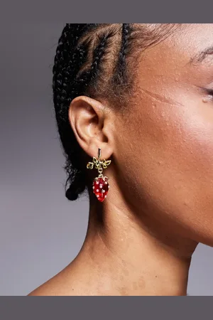 Kaiia Exclusive pearl detail strawberry earrings in and gold