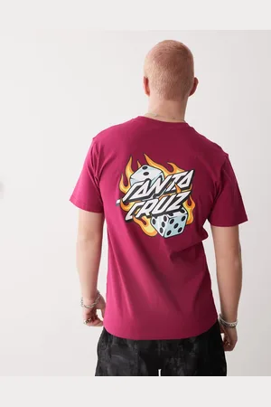 Santa Cruz Flaming dice graphic back print t-shirt in red
