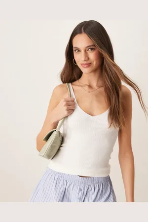 VILA Knitted rib v neck vest in