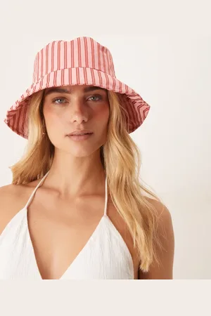 My Accessories Stripe sun hat in pink and