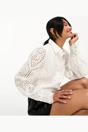 Y.A.S Broderie shirt with scalloped cuffs in