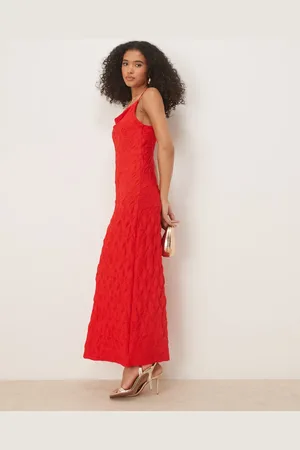 VILA Textured jersey cami maxi dress in racing