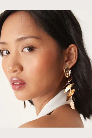 ASOS Drop earrings in hammered layered petal design in tone