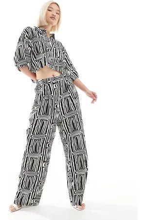 ASOS Straight leg pull on trousers co-ord in mono print