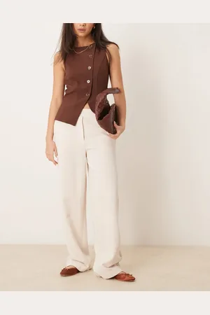 ASOS Tailored straight leg trousers in stone