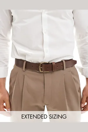 ASOS Leather belt with burnished gold buckle in vintage