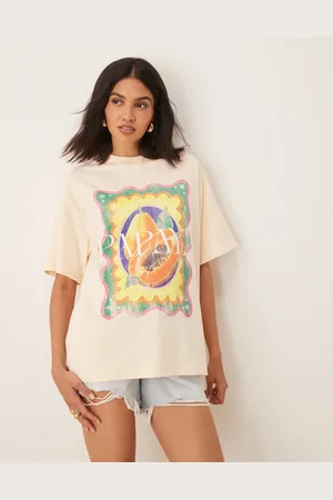 ASOS Oversized t-shirt with papaya graphic in peach
