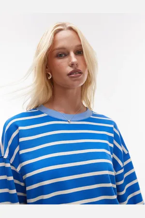 Topshop Jersey long sleeve crew neck top in stripe