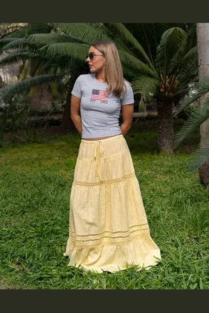 Daisy Street X Molly Mcfarlane boho maxi tiered skirt in buttermilk