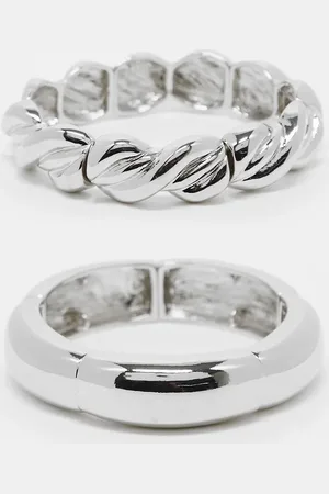 ASOS Pack of 2 stretch bracelets with twist detail in tone