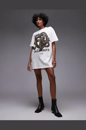 AllSaints Reticulate graphic t-shirt dress in washed