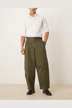 ASOS Extreme tapered trouser with pleats in khaki