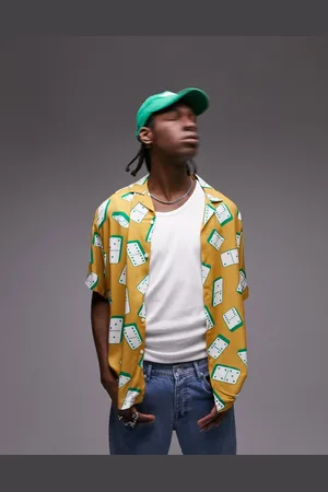 Topman Viscose revere shirt in domino print