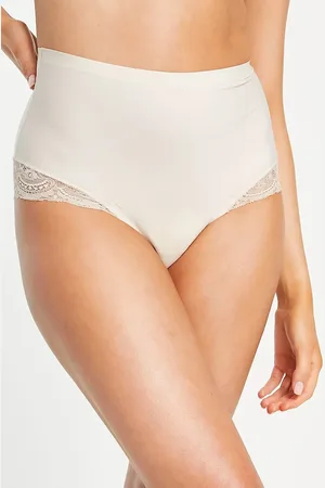 Magic Bodyfashion high waist invisible contour shaping thong with lace detail in beige
