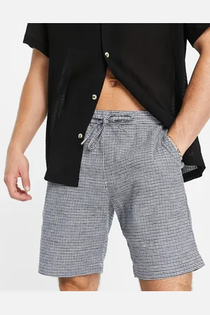 SELECTED Linen mix shorts in check