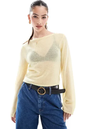 ASOS Crew neck jumper in loose knit in buttermilk